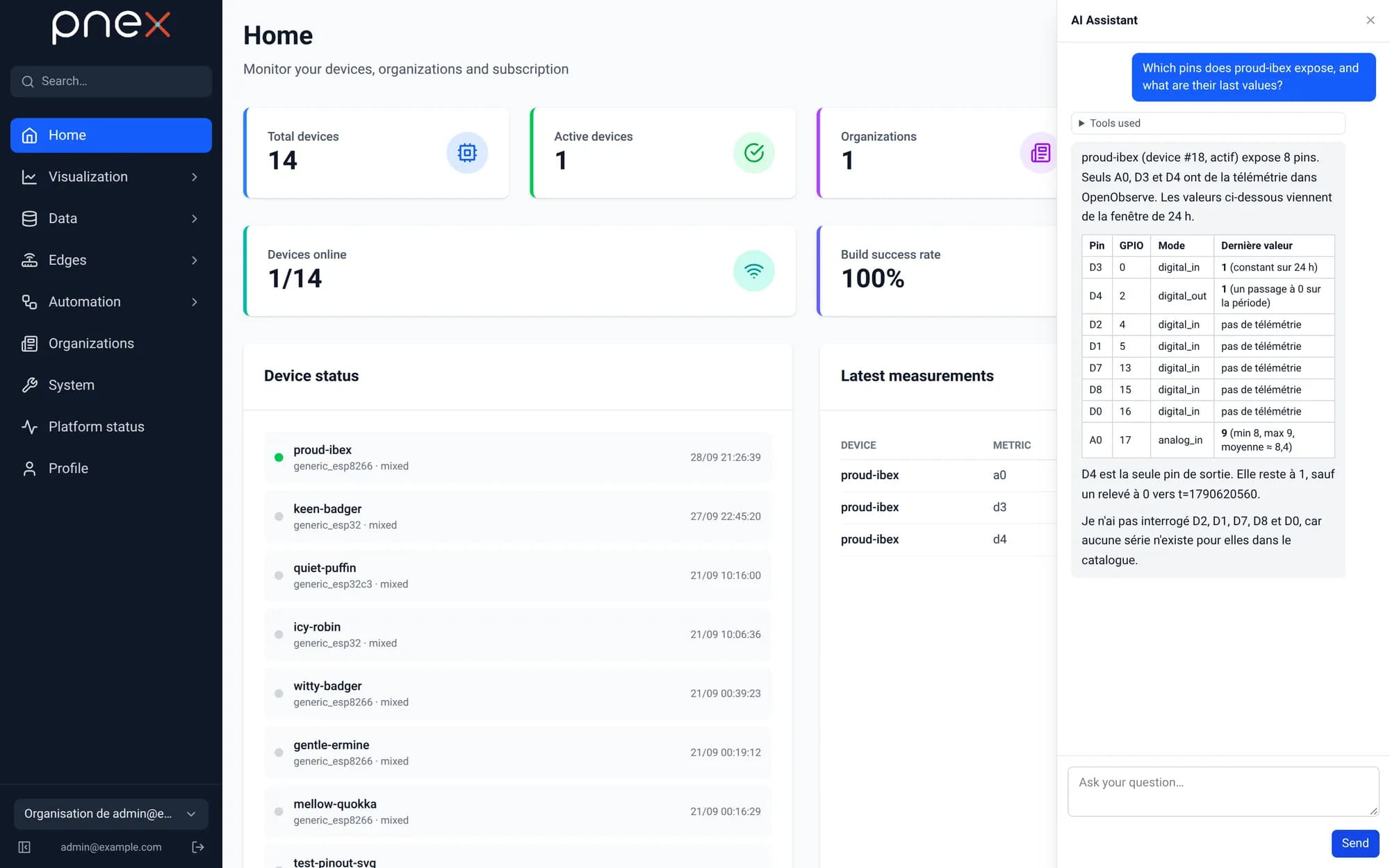 Assistant answering from live device data