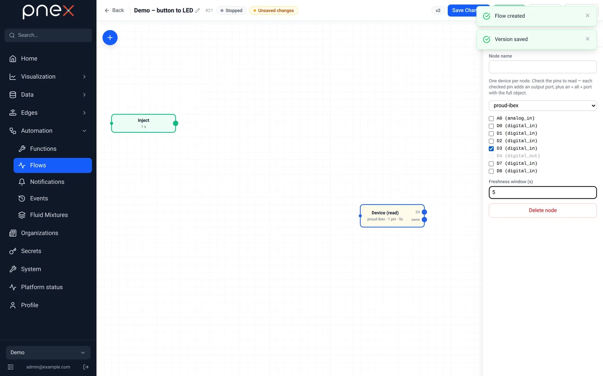 Device read node inspector