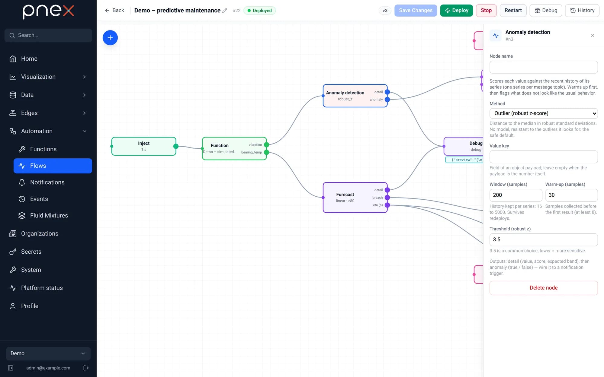Anomaly detection settings