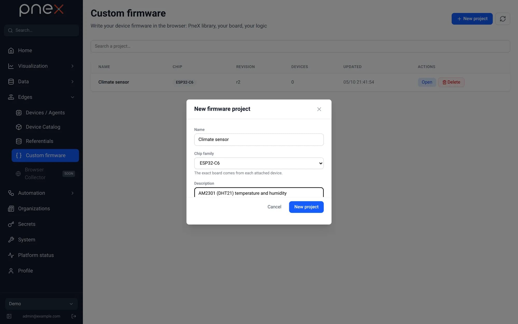 Create the firmware project