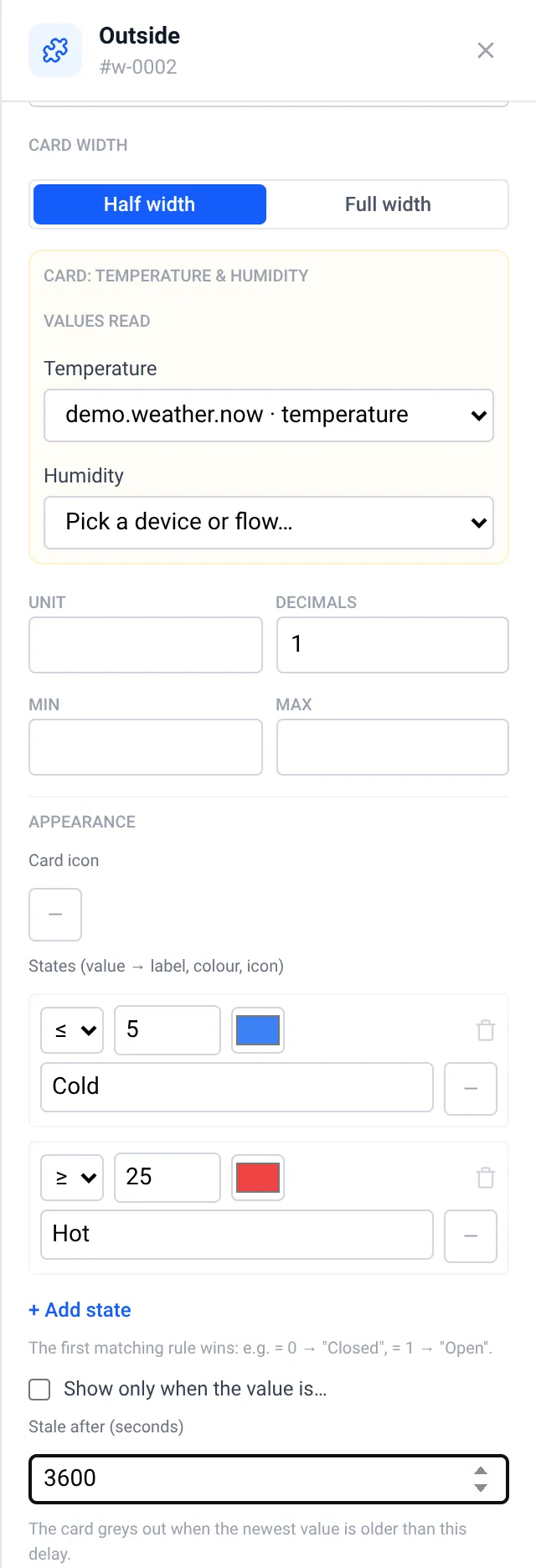 Appearance: icon, state rules and staleness